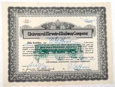 Universal Elevated Railway Co. Stock Certificate  [195649]