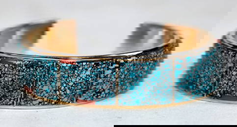 Gold, Turquoise Custom Bracelet, Tom Willeto [196204]