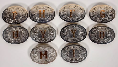 Nevada Silver "Letter" Belt Buckles, 10 [194874]
