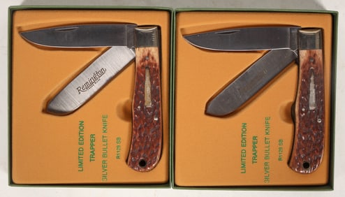 Remington Silver Bullet Knives Model R1128 SB Trapper NIB Consecutive Serial Numbers (2)  [194556]