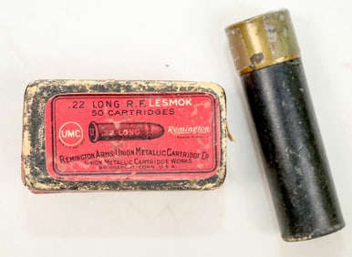 Tathum Scout Shot Dispenser 4oz. and Remington .22 Long Empty Ammo. Box [196303]