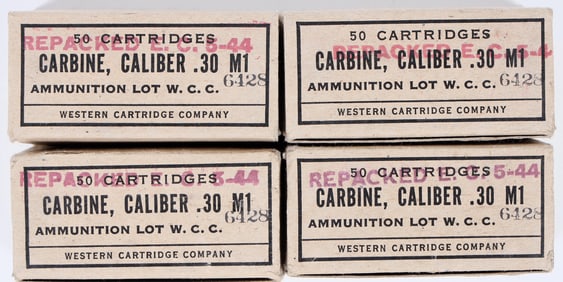 WW2 .30 M1 Carbine Ammunition Four Boxes 1944 [196306]
