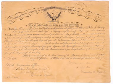 Military Appointment, 6th Regiment Calvary. Ohio [196480]