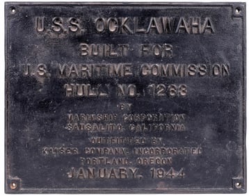 USS Ocklawaha Hull Building Sand Cast Plaque [196530]