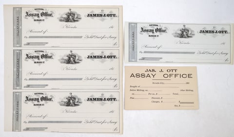J.J. Ott Assay Co. blank Receipts for Gold Dust (3)  [194533]