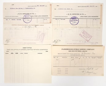 Florence, Goldfield Consolidated Mining Assay Receipts and Checks c.1908 (4) [194260]