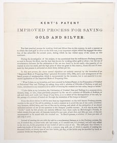 Kent's Patented Improved Gold and Silver Processing c. 1864 [194263]