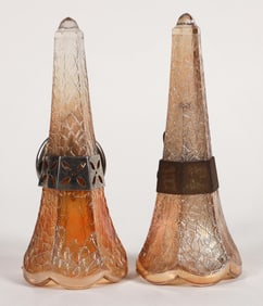 Car Vases, Carnival Glass Matched Pair with Brackets [195113]