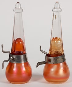 Car Vases, Carnival Glass Like, Matched Pair [194895]