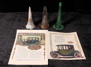 Car Vases, 2 Hand Painted & 1 Green [195114]