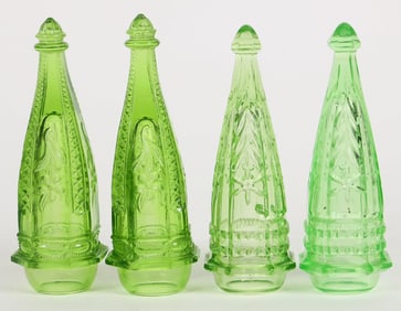Jeanette Car Vases, 2 Different Green Matched Pairs [195116]
