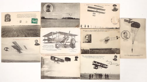 French Airplane Postcards with Pilot Photos [194737]