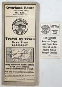 Southern Pacific Lake Tahoe Line Time Tables, 1920s and 30s [195443]