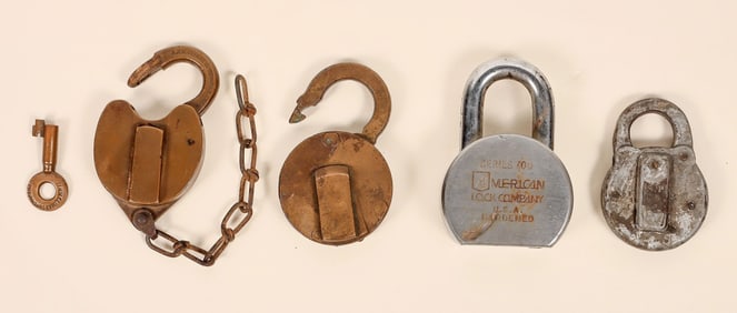 Unmarked Railroad Padlocks (4) [191347]