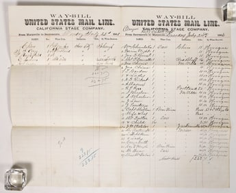 US Mail Line / Corbett's Oregon Stage Coach Way Bill 1866 [194575]