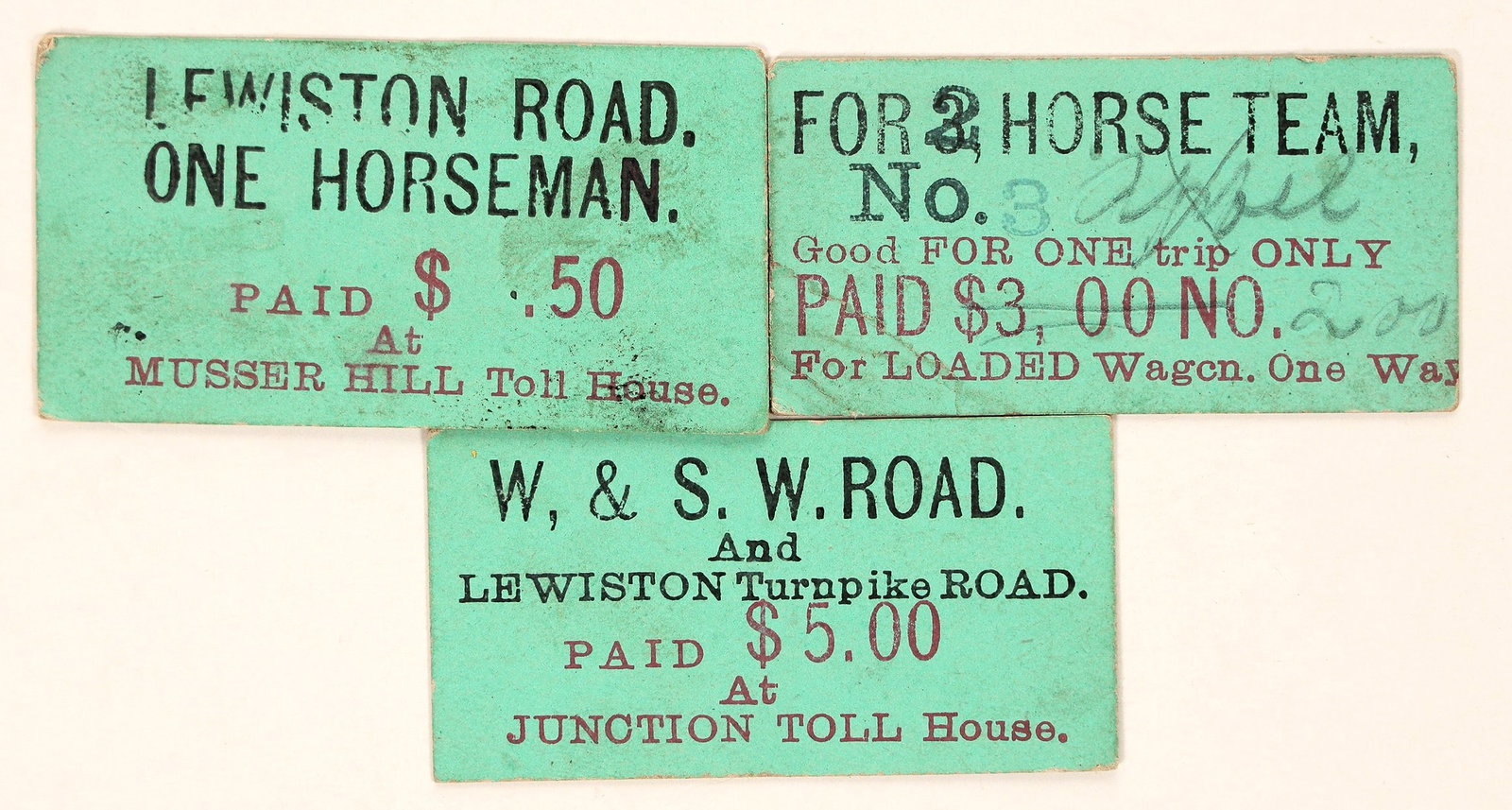 Weaverville & Shasta Toll Road Tickets [196065] (1 of 2)