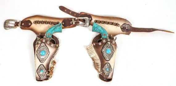 Texas Jr. Cap Guns with Turquoise Grips and Holsters [196985]