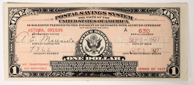 Postal Savings $1 Note 1917 [194317]