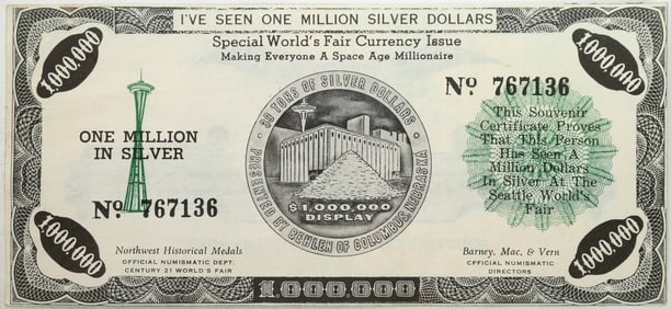 World's Fair Million Silver Dollar Scrip 1962 [195164]
