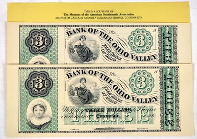 Bank of the Ohio Valley $3 Currency Replicas [195145]
