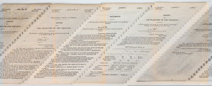 US Treasury Reports On Banks, 1837-40 [195243]