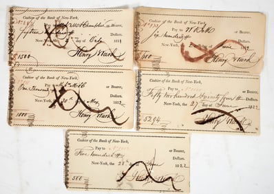 Checks from the Cashier of the Bank of New York: Henry Ward [195165]