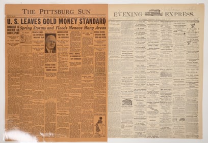 Vintage Newspaper Pages (2): US Leaves Gold Standard [194684]