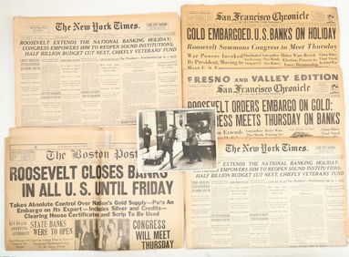 1933 Bank Shutdown/Gold Embargo Headlines [194763]