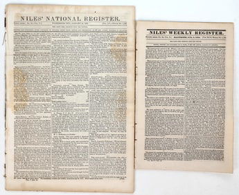 Niles National Register with Gold Coin News, 1830s [195240]