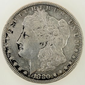 Morgan Dollar: 1880-CC Altered Surface [196190]