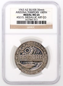 Arizona Territory Centennial Silver Medal 1963 [196017]