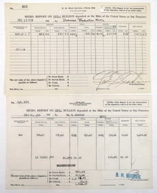 San Francisco Mint Deposit Forms 42A from Donovan Reduction Works Nevada 1926, 1936 [194547]