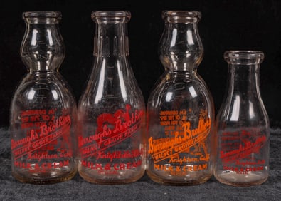 Burroughs Brothers Milk Bottles, 4 Different [194982]