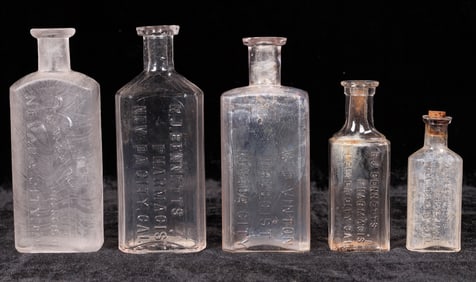 Nevada City Embossed Drug Bottle Collection (5) [194388]