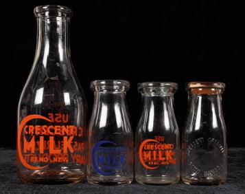 Crescent Creamery Bottles, 4 Different [195406]