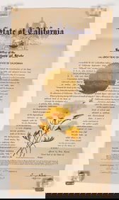 California State Seal Story Broadside with Signatures, Rare [194699]
