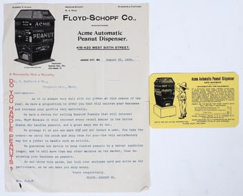 Peanut Dispenser Letter and Advertising, 1900 [196656]