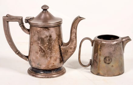 Cruise Line Creamer & Tea Pot Silver Plate Pair [195856]