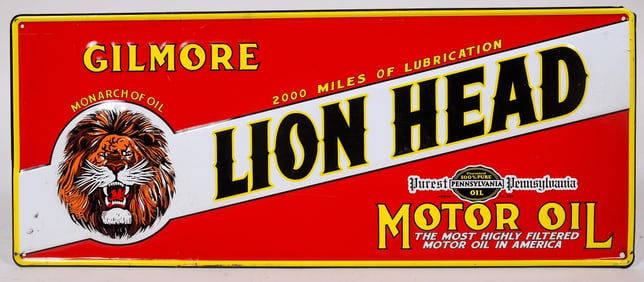 Gilmore Lion Head Motor Oil Porcelain Sign [196347]