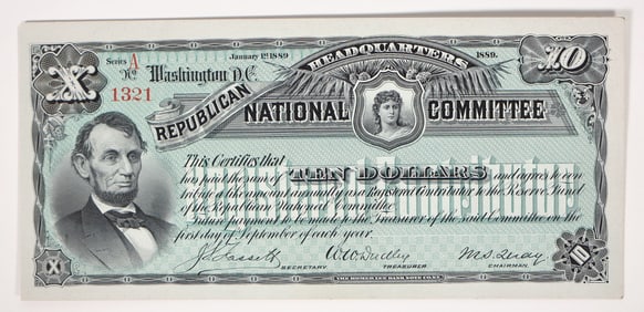 Republican National Committee $10 Scrip 1889 [194315]