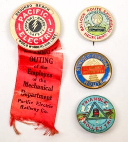 Los Angeles Pacific Electric Railway Pinbacks (5) [195153]