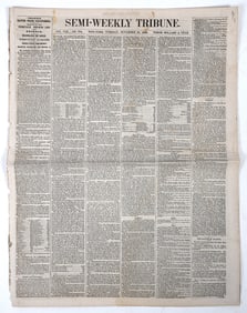 Semi-Weekly Tribune N.Y. 1852 w/ Gold Rush Content [195176]