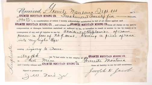 Blasting Injury Indemnity Release, 1892 [194112]