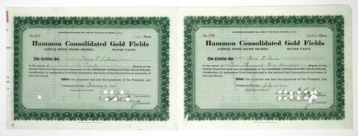 Alaska Gold Mining Stock Certificates, 1922-23 [190173]