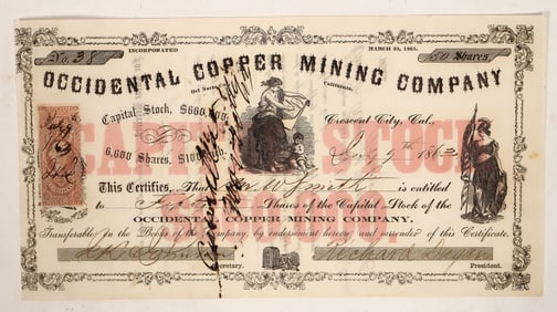 Occidental Copper Mining Stock, 1863 [191708]