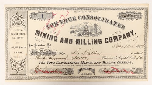 True Consolidated Mining and Milling, Cert #1 [191698]
