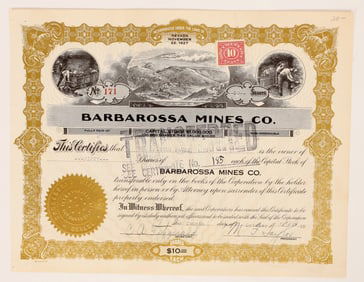 Barbarossa Mines Stock, 1929, Rare [188120]