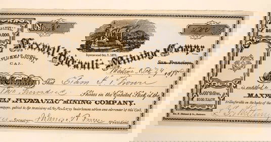 Maxwell Hydraulic Mining Company Stock, 1878 [191308]