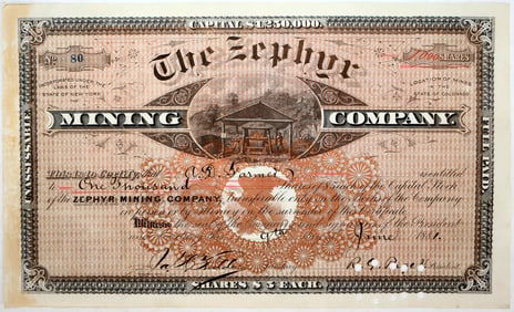Zephyr Mining Company Stock Certificate [195469]