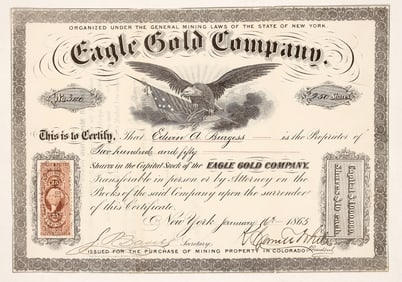 Eagle Gold Company Stock, 1865 [191699]